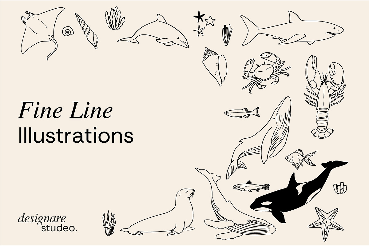 The Sea Minimal Illustrations, a Decorative Illustration by ginni illustrations (Photo 3 of 6)