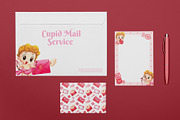 Cupid Mail Service Watercolor, a Seasonal Illustration by CreativeValuation (Thumbnail 12 of 12)