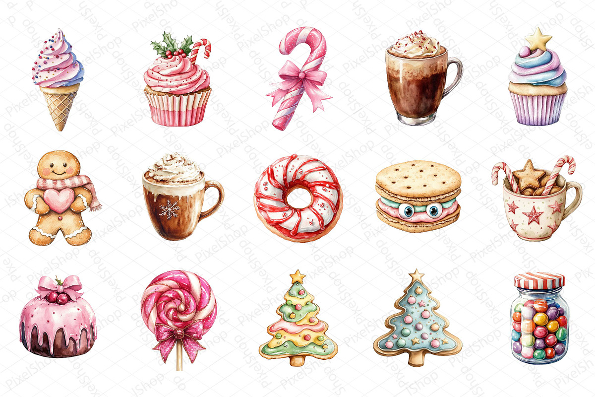 Cute Sweet Christmas Clipart PNG, an Illustration by DreamPrint404 (Photo 2 of 5)