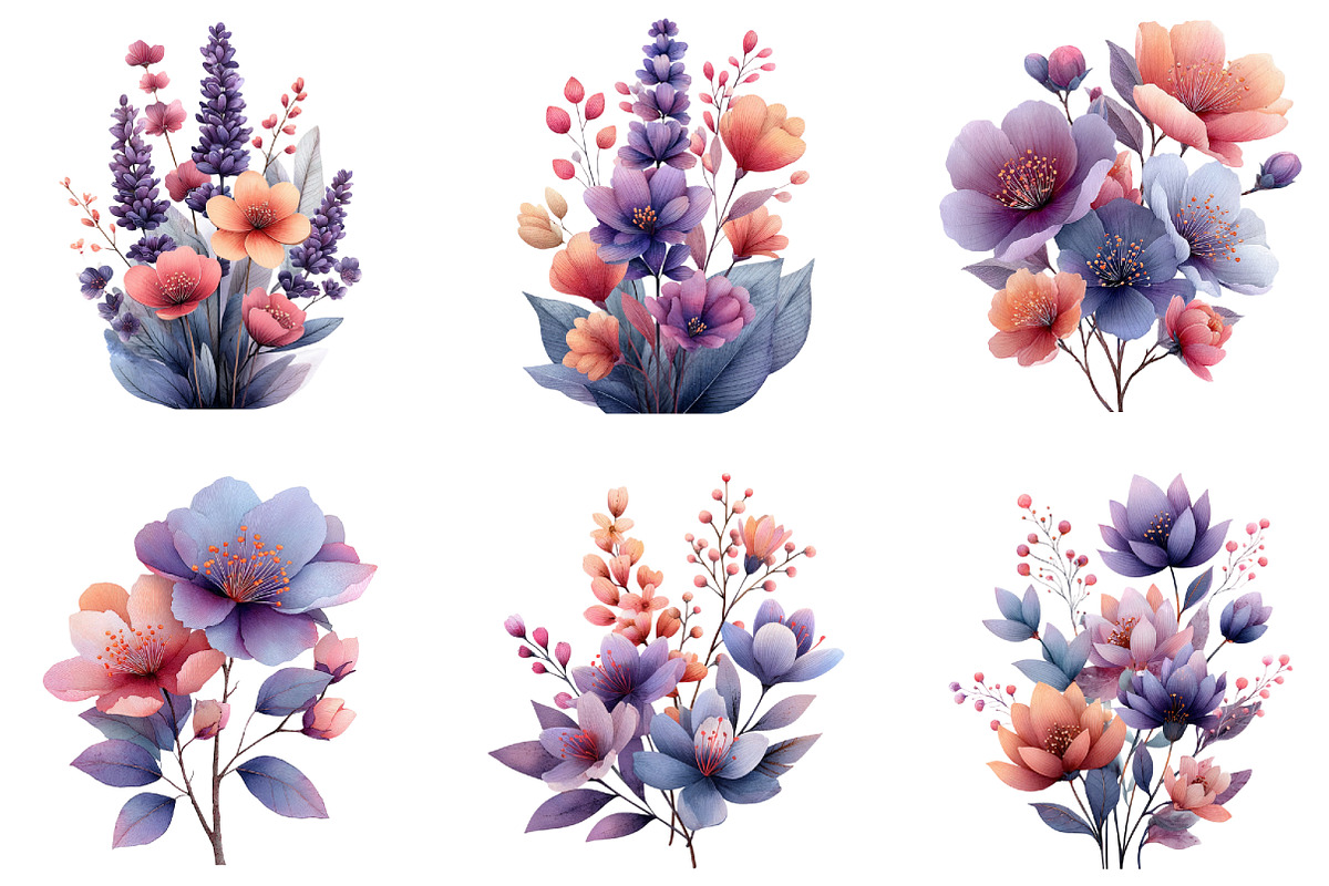 Whimsical Lavender Pink Flowers PNG, an Illustration by CraftArtStudio (Photo 5 of 6)