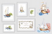 Marine collection watercolor clipart, an Illustration by Kate Lanbina (Thumbnail 5 of 13)