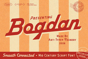 Bogdan — Mid-Century Script, a Script Font by Any-Type® Foundry