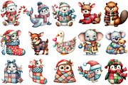 Patchwork Christmas Cute Animals PNG, an Illustration by Designking (Thumbnail 3 of 5)