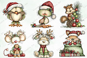 Whimsical Christmas Fluffy Animals, an Illustration by Creative Art (Thumbnail 2 of 10)