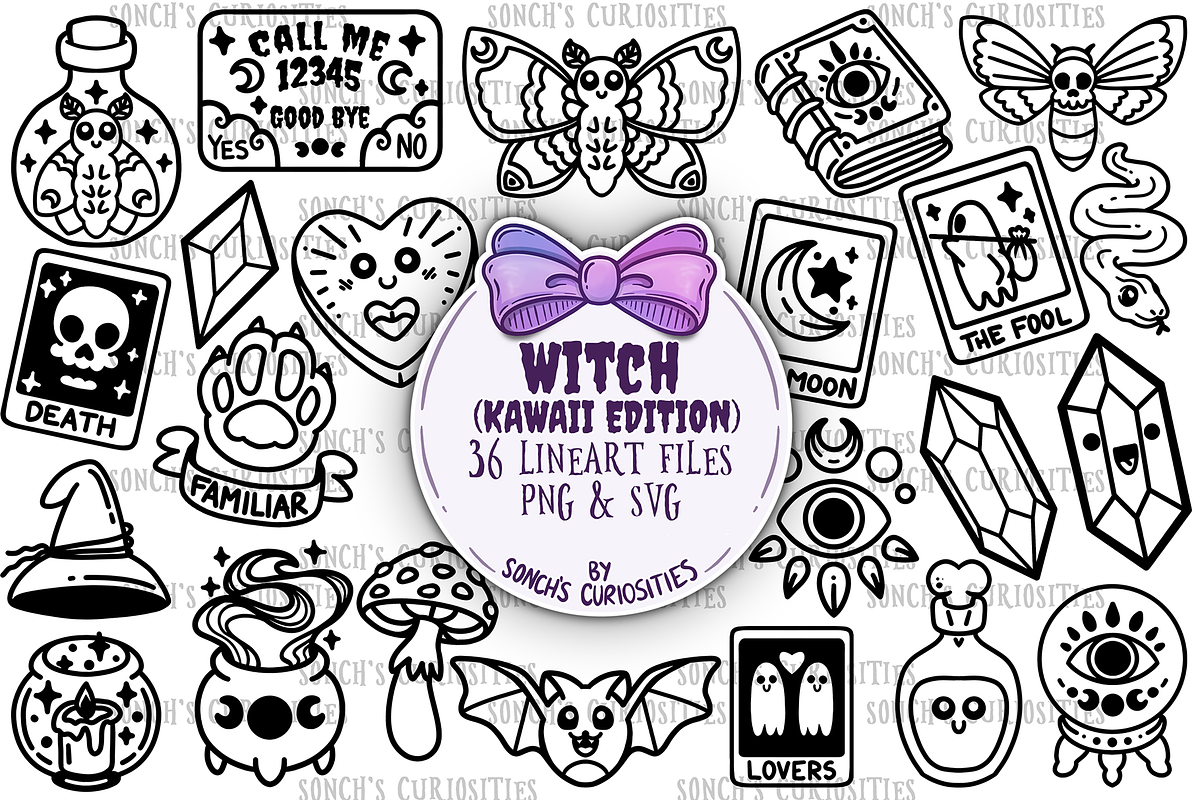 Kawaii Witch lineart, a Person Illustration by Sonch' s Curiosities