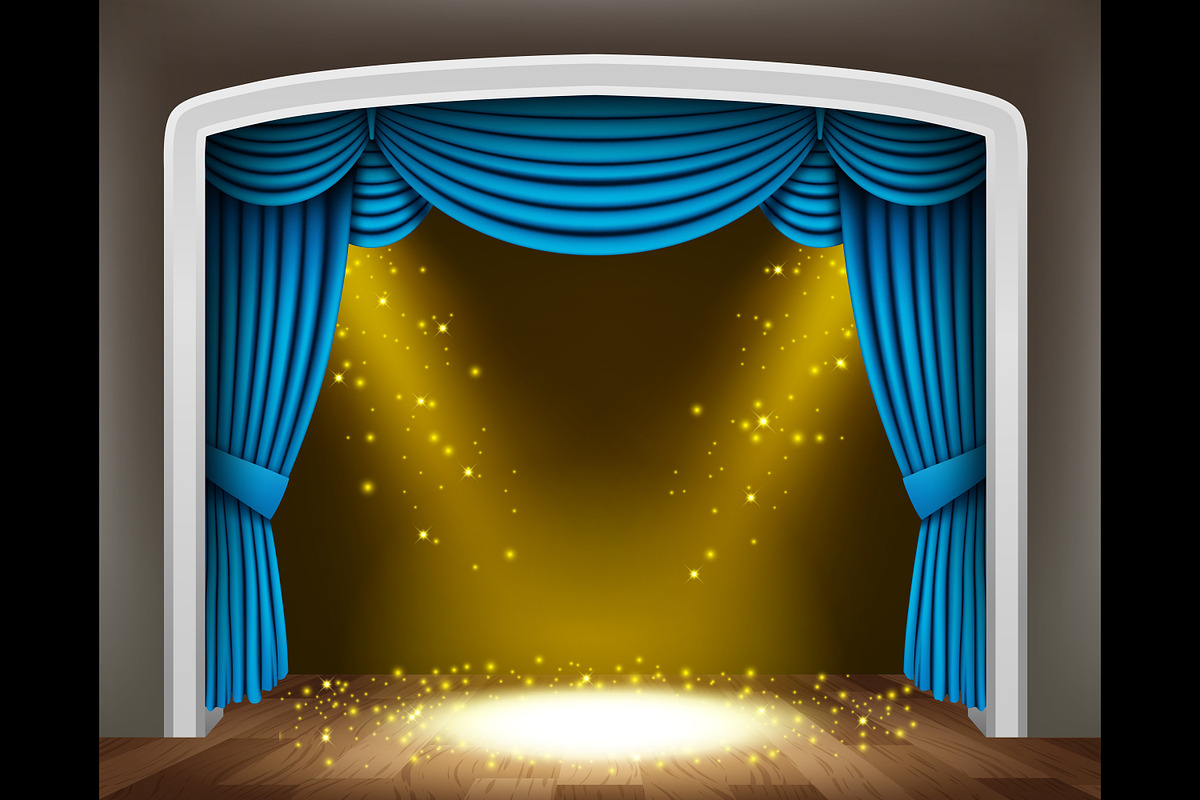Blue Curtain of Classical Theater, an Illustration by Rendix Alextian