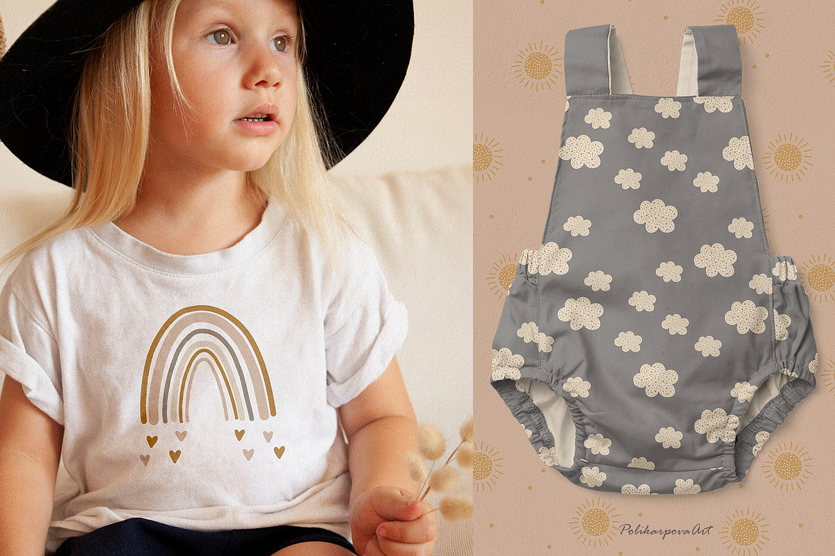 BOHO Rainbow clipart and patterns, an Object Illustration by polikarpovaart (Photo 4 of 11)