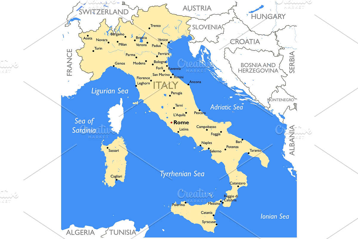 Italy map, an Illustration by ilynx