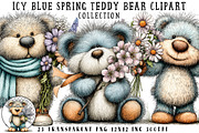 Icy Blue Spring Teddy Bear Clipart, an Illustration by OK Design (Thumbnail 1 of 6)
