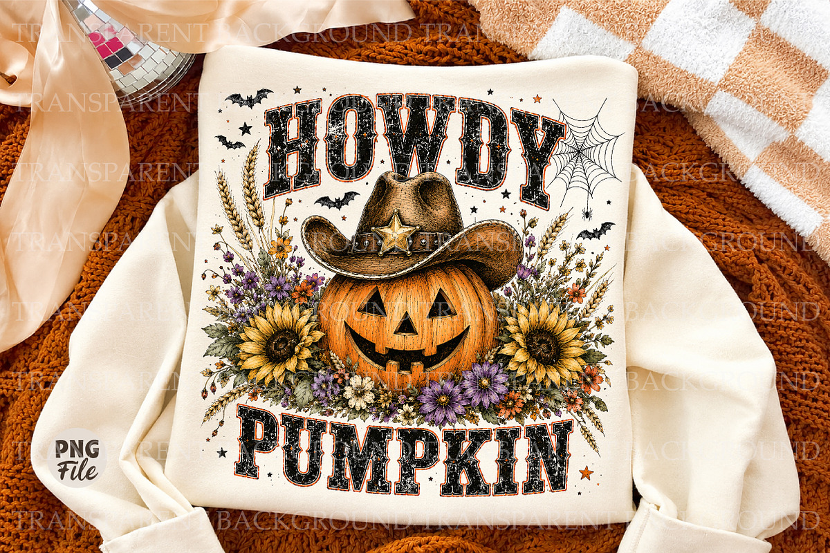 Howdy Pumpkin Halloween PNG, Fall, a Seasonal Illustration by Libby Wishes (Photo 1 of 3)