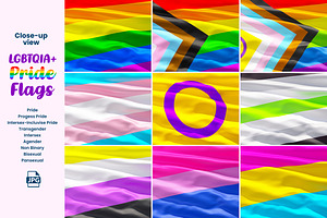 Close-up LGBTQIA+ Pride Flags, an Object Illustration by TandemStock