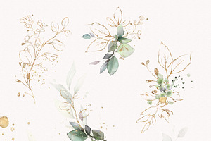 Watercolor & Gold Leaves Collection