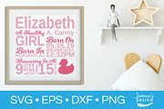 Birth Stats SVG Birth Announcement, an Illustration by SavanasDesign (Thumbnail 2 of 4)