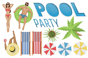 Pool Party Invitation Graphics Kit