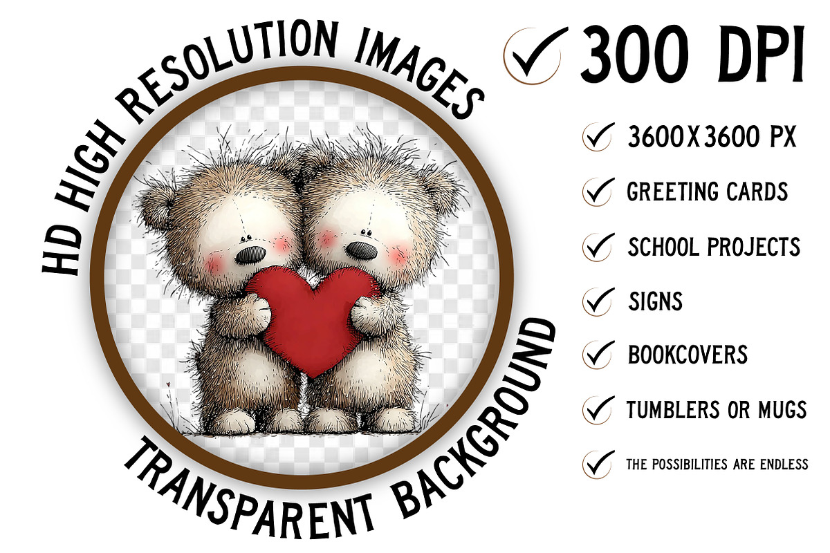 Cute Valentine Bears in Love PNG, an Illustration by Craft Nest (Photo 2 of 7)