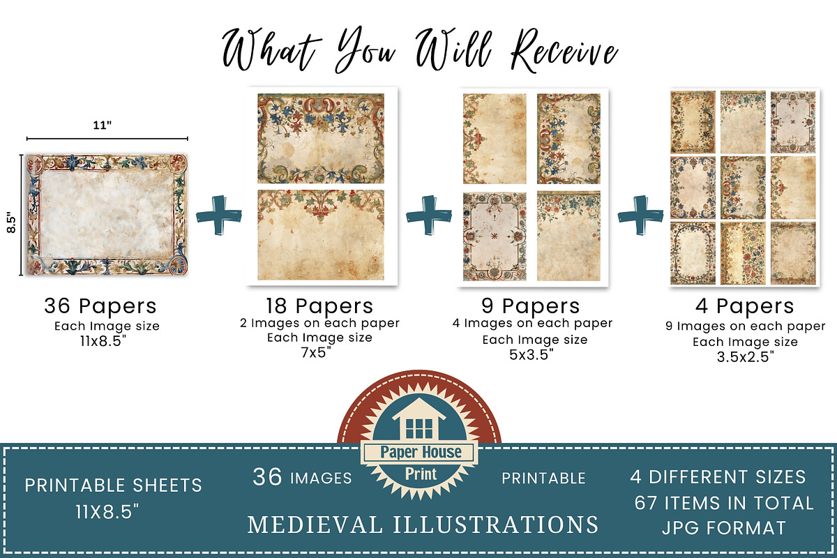 Medieval Grunge Illustrations Paper, an Illustration by NiiiNArt (Photo 2 of 8)