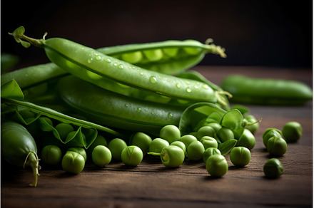 Fresh peas closeup. Generate Ai, a Food & Drink Photo by Ylivdesign