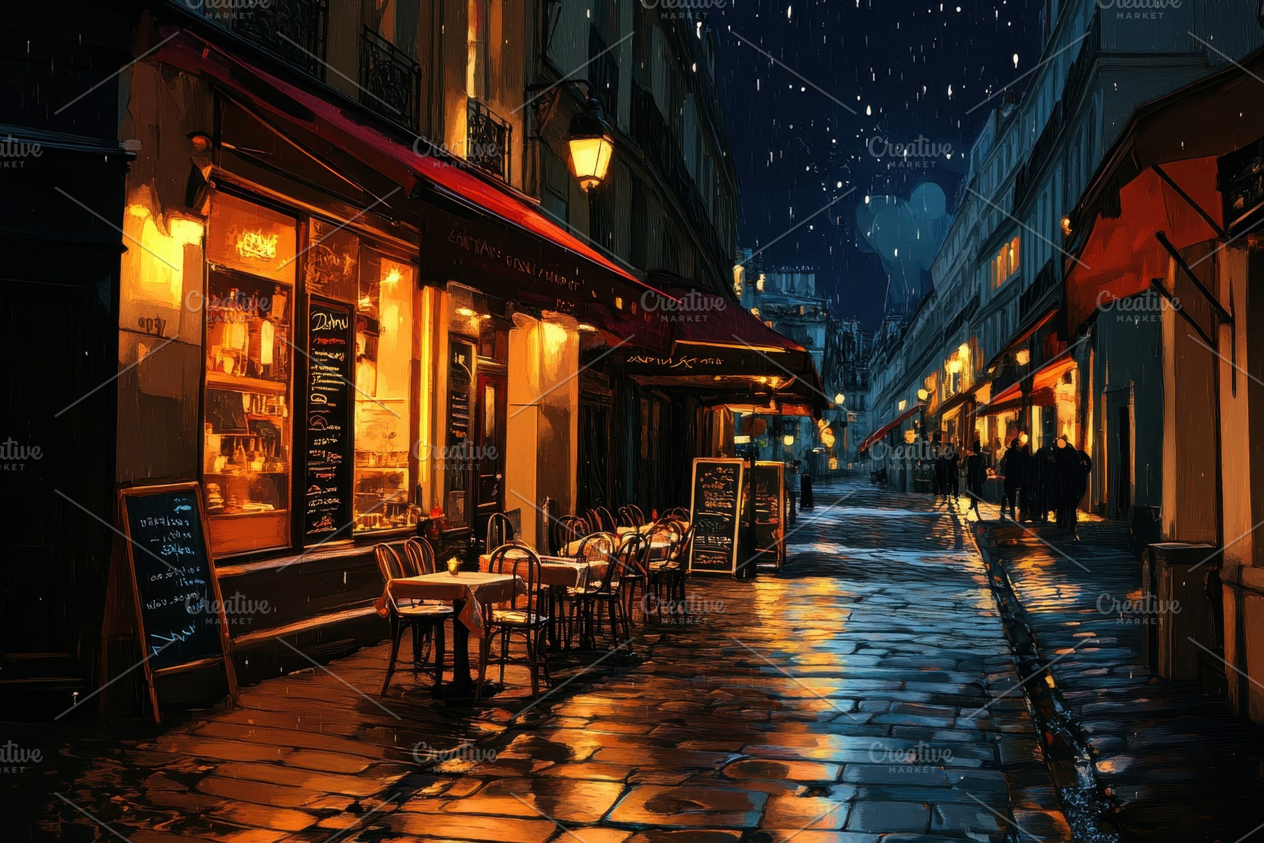 Vibrant Paris night cafe ambiance, a Photo by Pavel_design