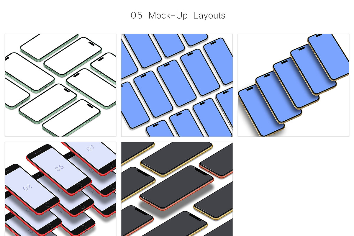 Realistic 3D iPhone Mock-Up Bundle 4, an iPhone Mockup by Graphicsworld125 (Photo 2 of 16)