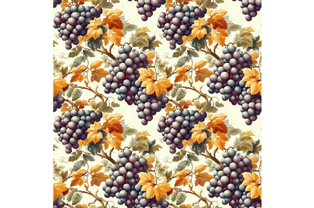 Autumn Grapevine Harvest Seamless, a Pattern Graphic by tilialucida