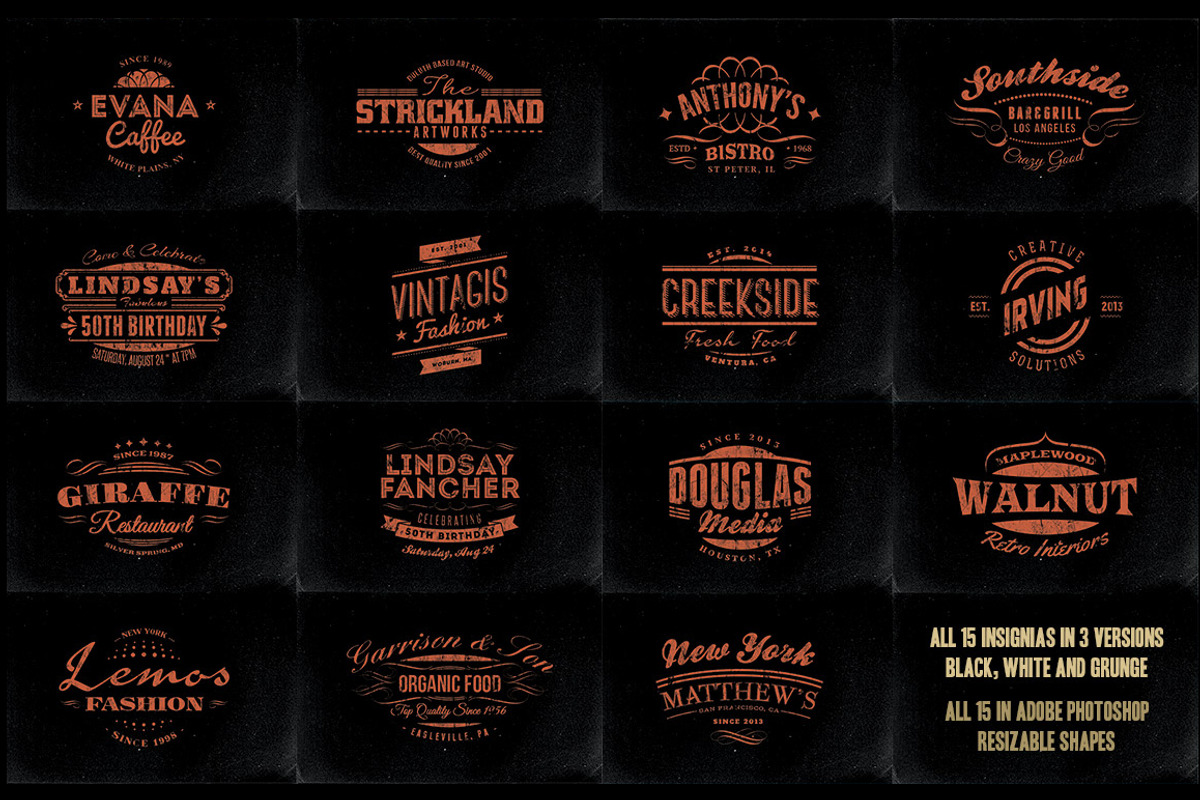 15 Retro Insignias - Badges v.3 preview 2