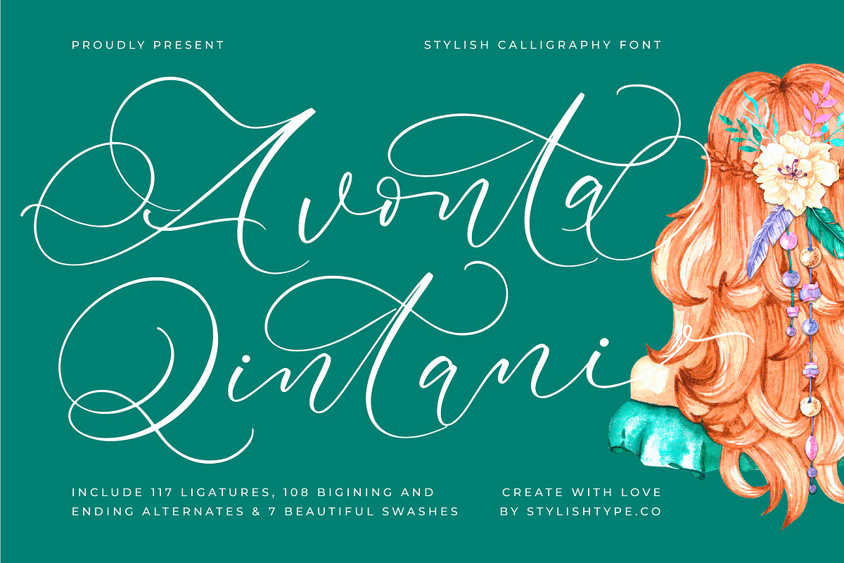 Avonta Qintani Stylish Calligraphy, a Script Font by stylishtype.co (Photo 1 of 20)