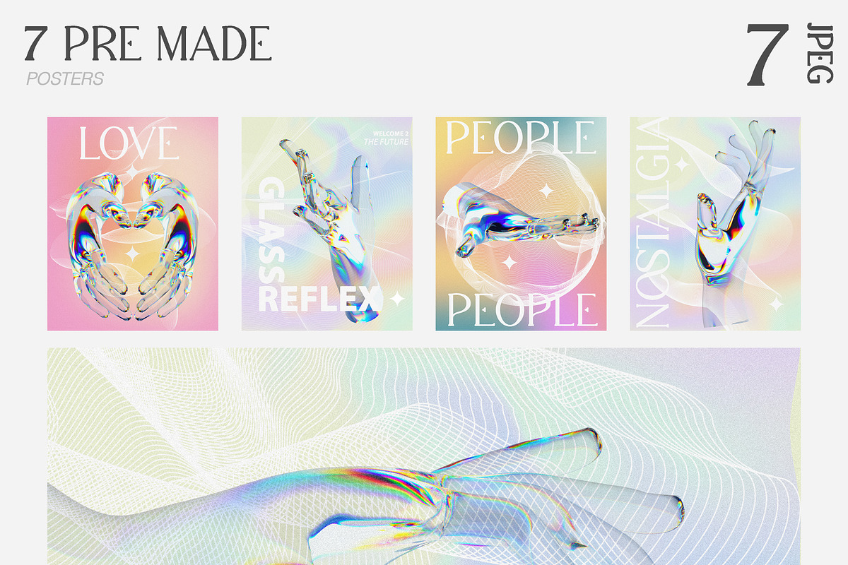 3D Glass Hands. Retro vibe, an Object Graphic by Polli Deeva (Photo 11 of 12)
