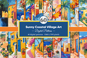 Sunny Coastal Village Art Collection, a Decorative Illustration by Housui Patterns (Thumbnail 1 of 9)