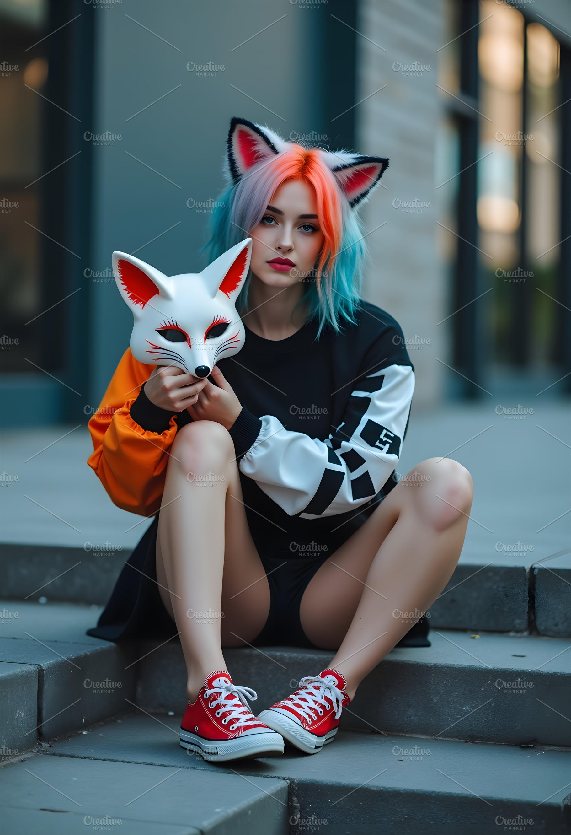 Young Woman with Fox Mask and Ears S, a Beauty & Fashion Photo by Stock Shape