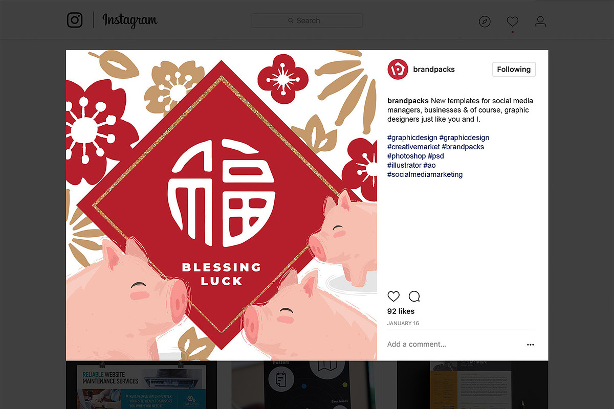 Chinese New Year Instagram Templates, a Social Media Template by BrandPacks (Photo 10 of 11)