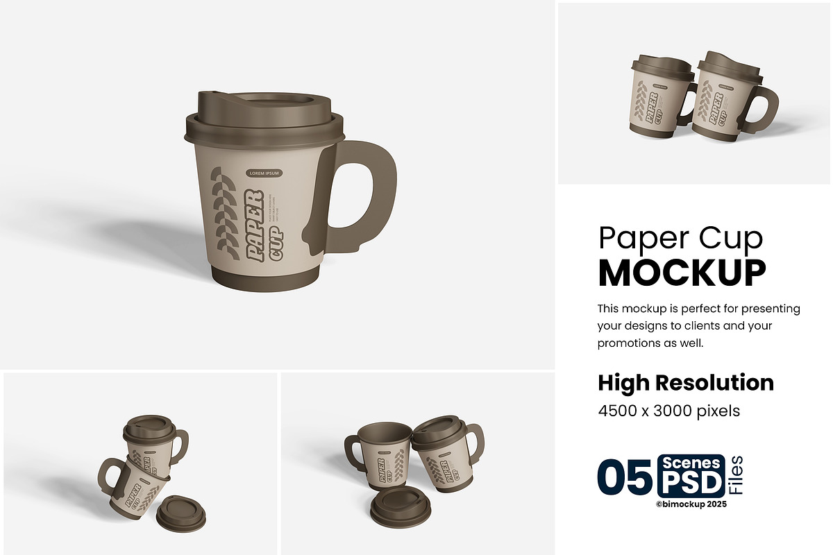 Paper Cup Mockup, a Cups & Container Mockup by bimockup (Photo 1 of 6)