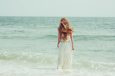 Blond woman beach boho lifestyle containing travel, destination, and tourism, a Person Photo by Abstract Vanilla