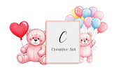 Watercolor Pink Cute Blush Teddy Png, an Illustration by Creative Art (Thumbnail 10 of 10)