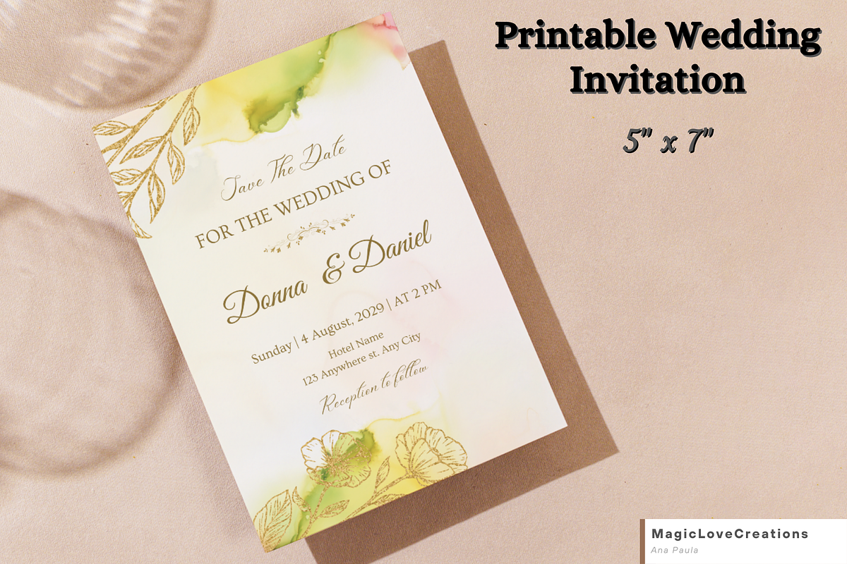 GOLDEN Minimal WEDDING INVITATION SE, an Invitation Template by MagicLove Creations (Photo 2 of 7)