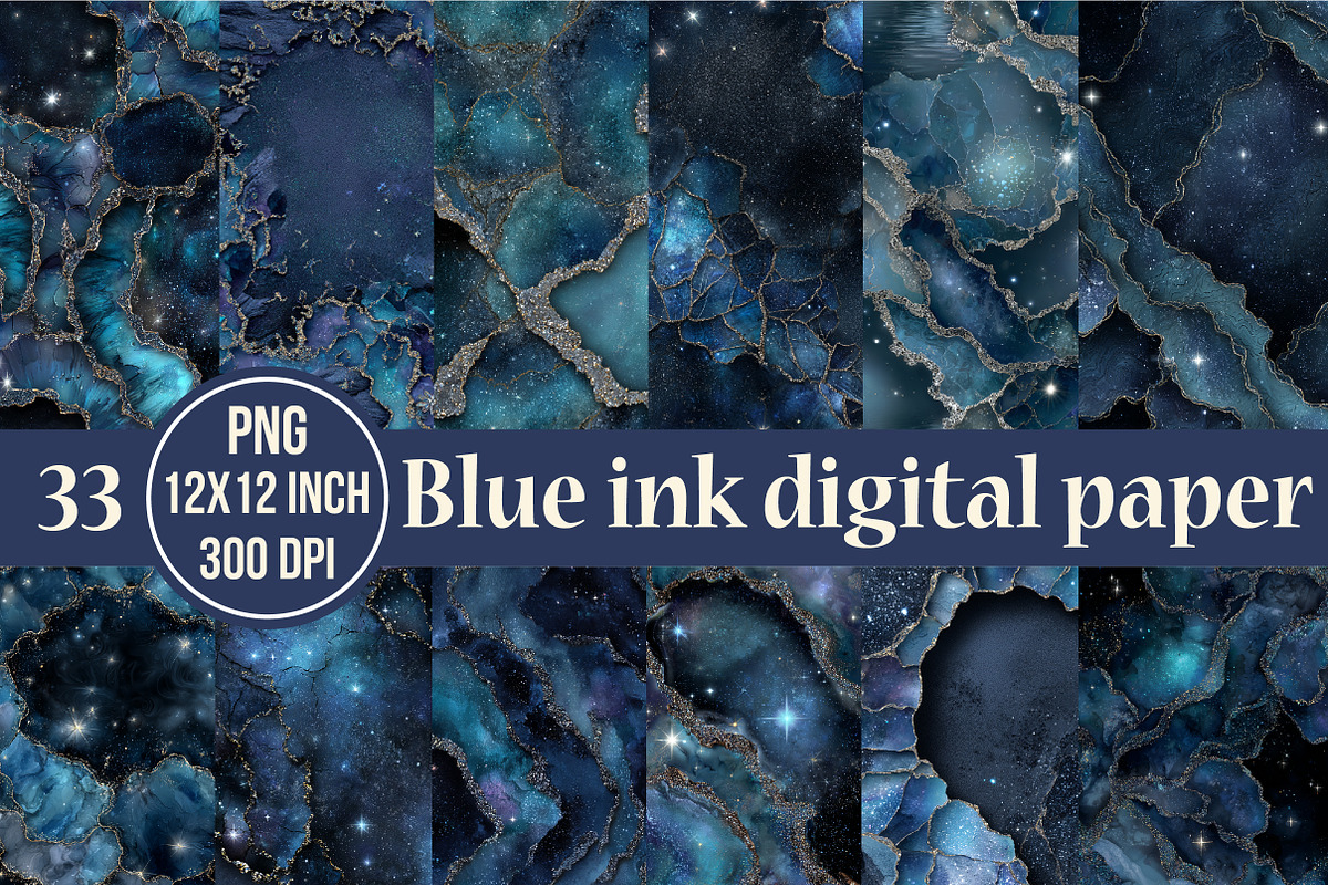 Blue ink digital paper, an Illustration by Craft Nest (Photo 1 of 6)