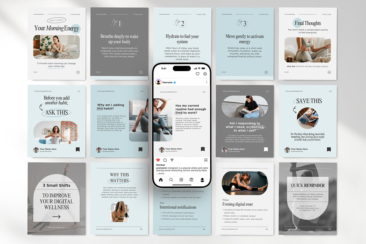 Wellness Coach Social Media Bundle, a Social Media Template by DigiPax (Photo 7 of 15)