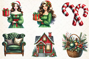 Watercolor Classic Christmas Clipart, an Illustration by Libby Wishes (Thumbnail 4 of 9)