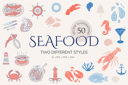 Seafood illustrations Set