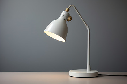Modern style of white desk lamp on grey background, a Technology Photo by AlyaAnd
