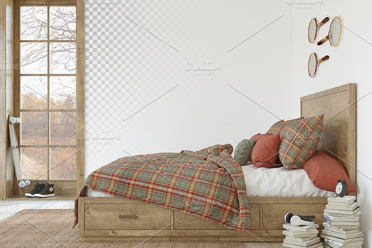 TEENAGER's ROOM Wall&Frame Mockup, a Poster Template by MyHomeMockups (Photo 5 of 12)