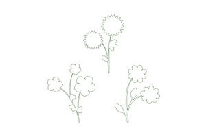 Minimalist green line art flowers, an Object Illustration by okskukuruza