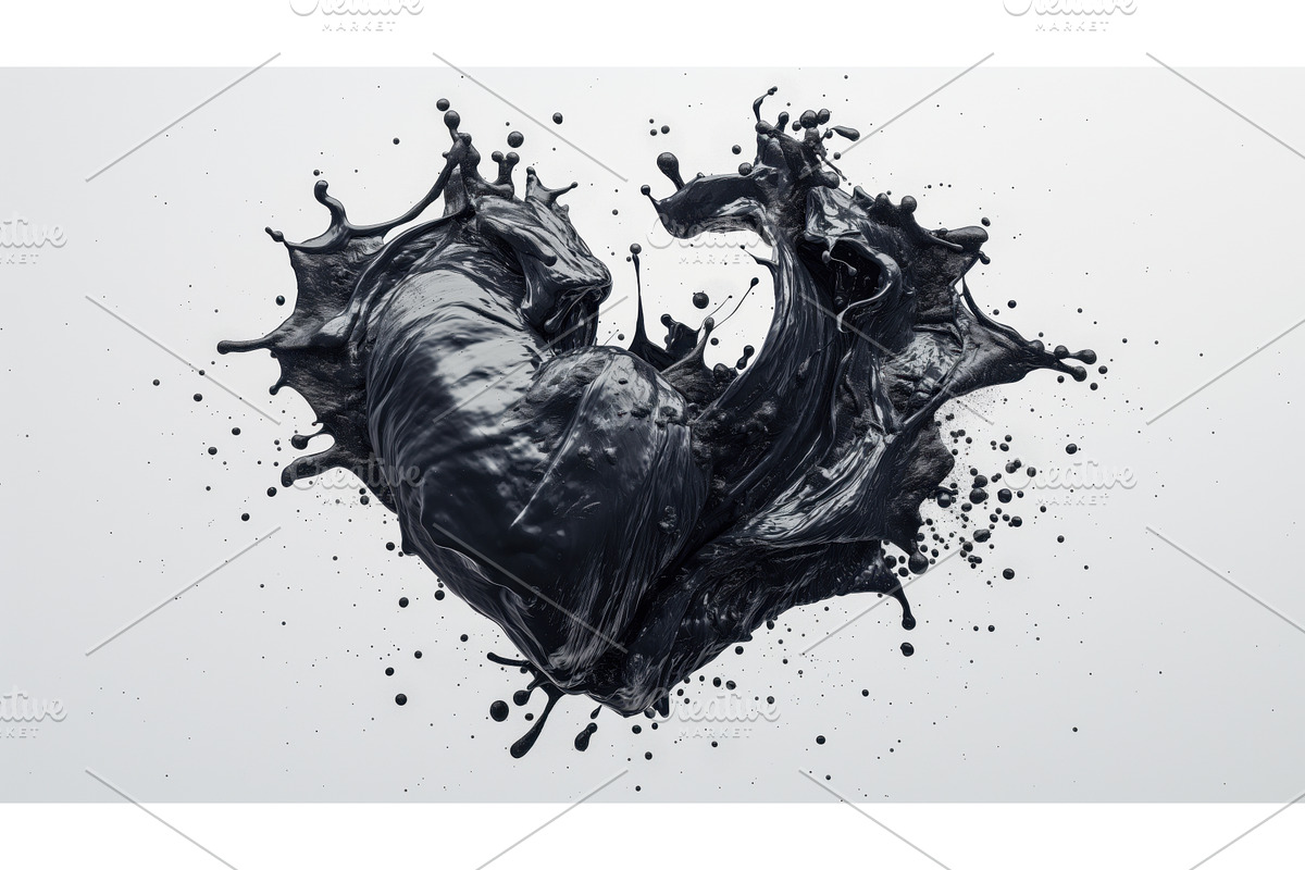Splash of black liquid forming the, an Illustration by Sergey Kotenev