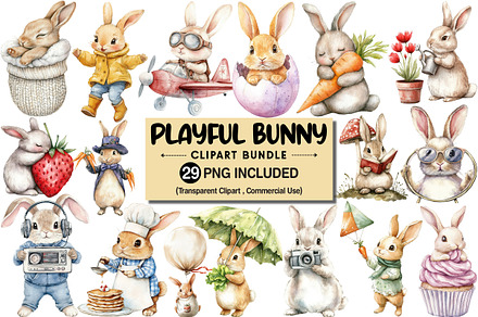 Cute Bunny Clipart Bundle
