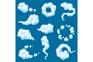 Set of cartoon of smoke., an Object Graphic by incomible
