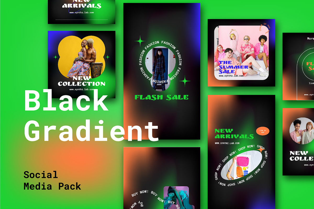Black Gradient Social Media., a Social Media Template by Portion.Labs (Photo 3 of 5)