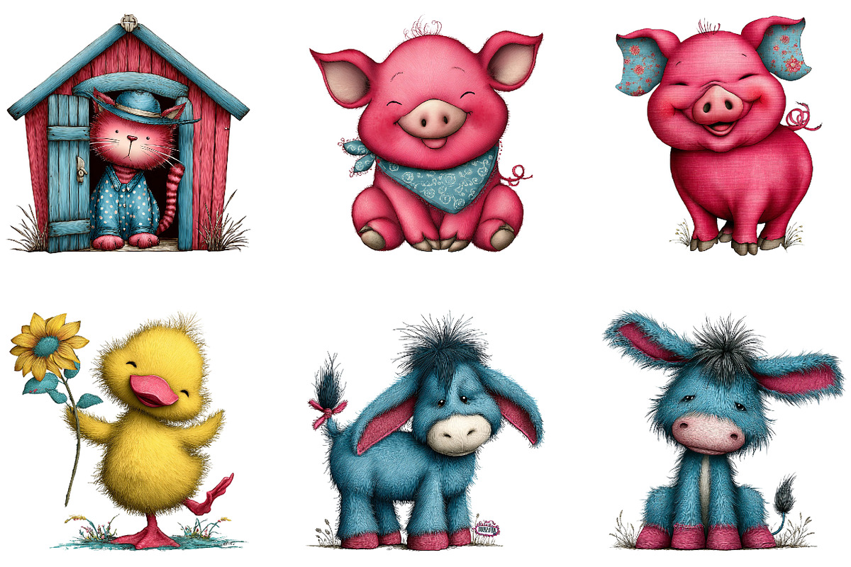 Quirky Farm Animals PNG Clipart, a Seasonal Illustration by CreationArt (Photo 2 of 5)