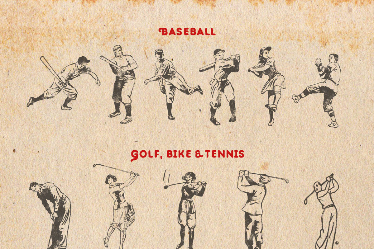 145 Sport objects + 2 FONT FOR FREE!, an Object Graphic by Vintage Voyage Supply (Photo 4 of 5)