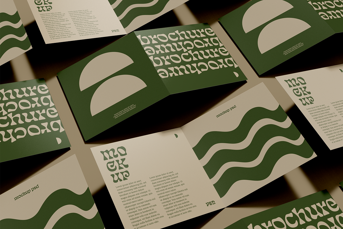 Set of Bifold Brochure Mockup, an Advertising Mockup by Hubzway (Photo 1 of 2)