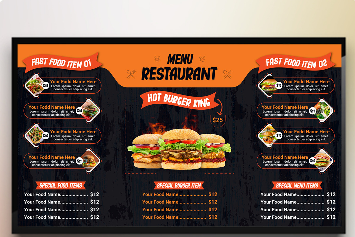 Digital Fast Food Menu Template, a Stationery Template by MRI STUDIO (Photo 3 of 4)