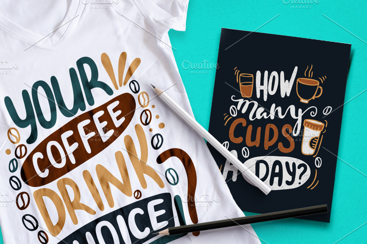 Handdrawn Coffee Quotes. Lettering., a Card Template by Wewhitelist (Photo 8 of 8)